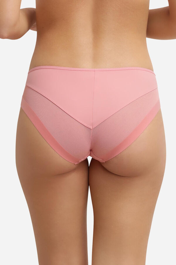 DIM Braga cl&aacute;sica microfibra y  malla rosa