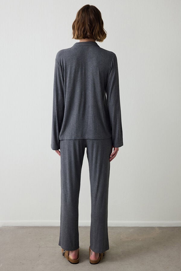 Penti Conjunto de camiseta y pantal&oacute;n gris liso con canal&eacute; gris