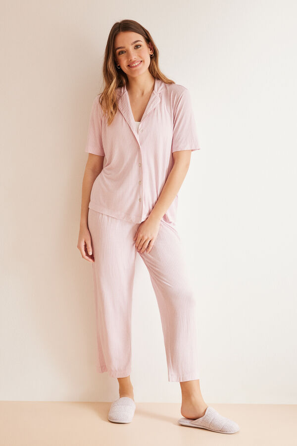 Women'secret Pijama camiseiro riscas rosa Ecovero&trade; rosa