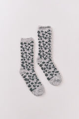 Women'secret Meias longas de pele com estampa de leopardo cinza cinzento
