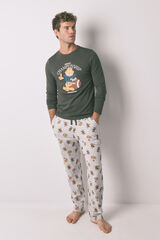 Women'secret Pijama largo hombre 100% algod&oacute;n "Garfield" kaki