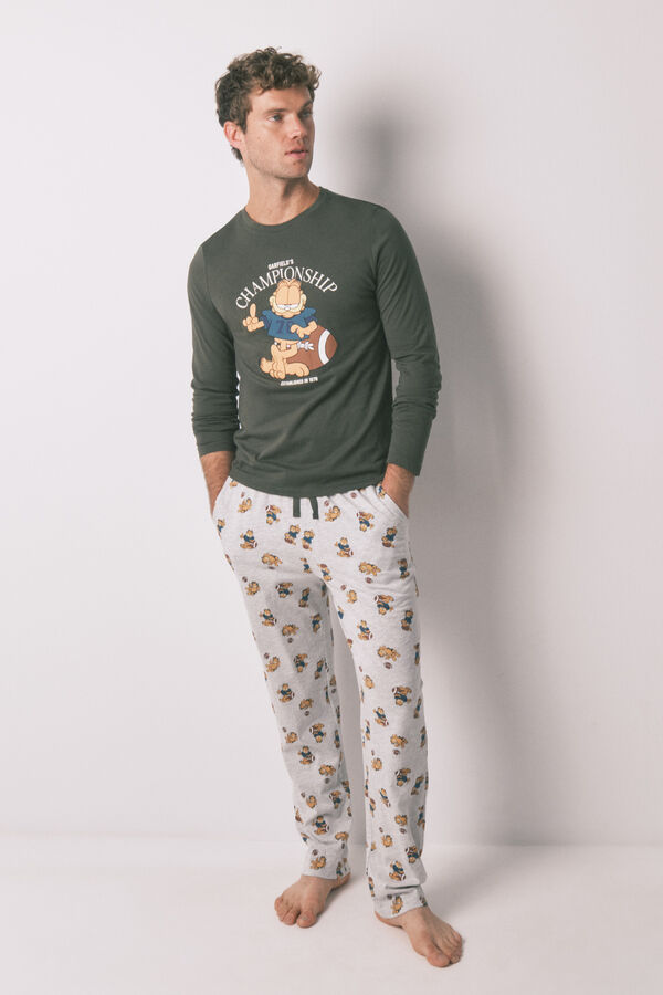 Women'secret Pijama largo hombre 100% algod&oacute;n "Garfield" kaki