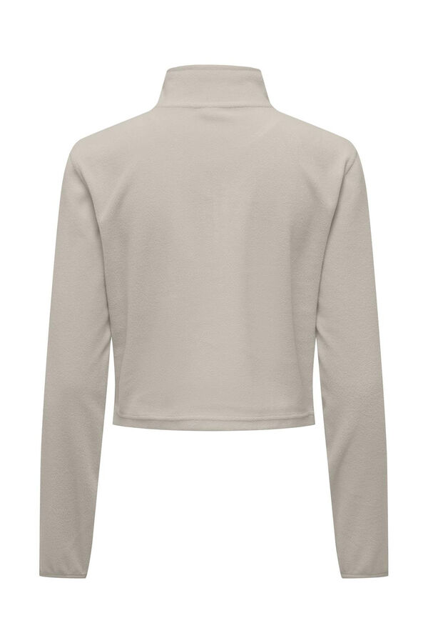 Only Play Sweatshirt cropped com gola com fecho-&eacute;clair cinzento