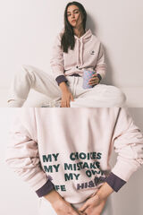 HI&BYE Sweatshirt com capuz em algod&atilde;o felpado rosa rosa