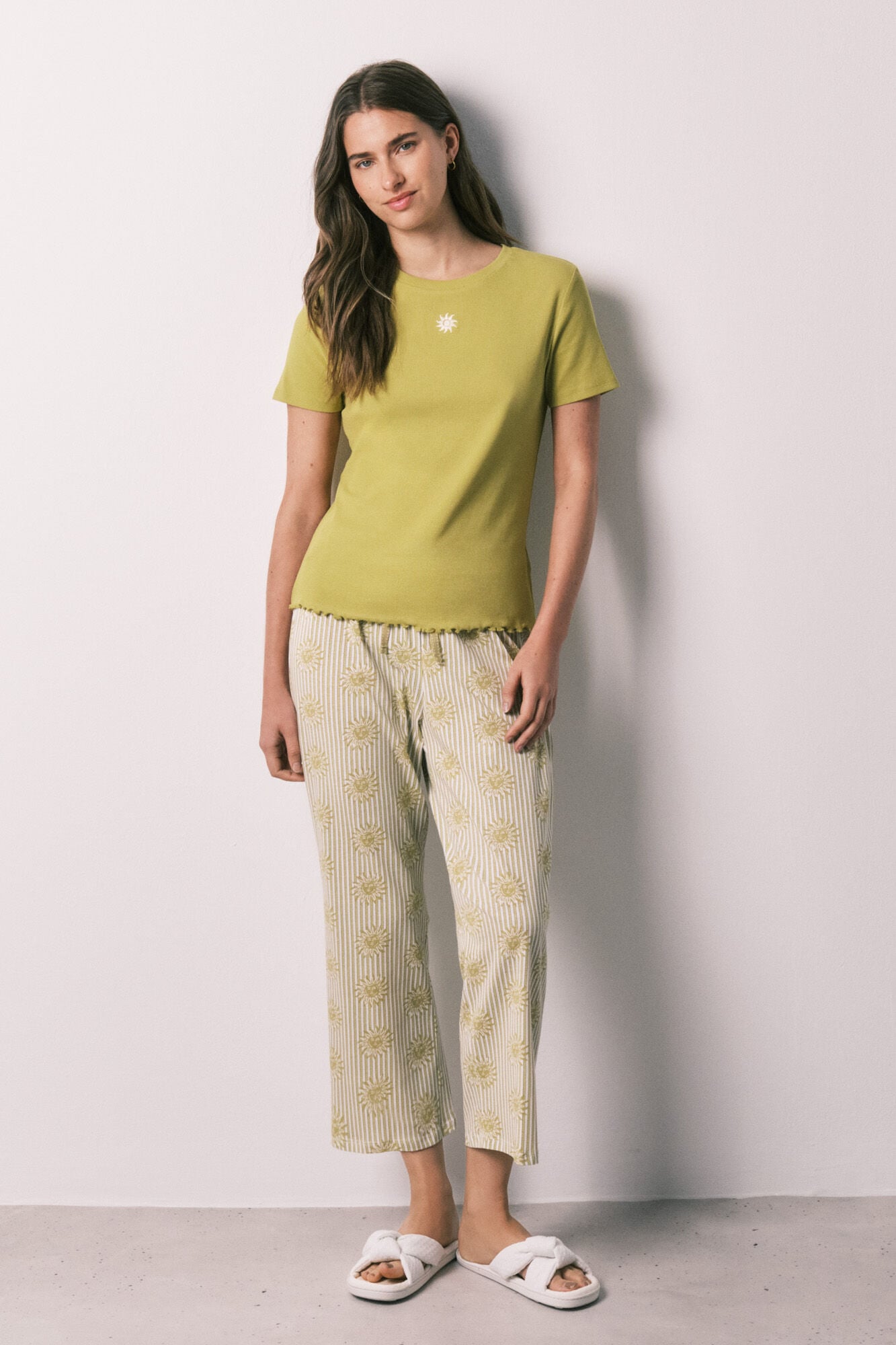 Women'secret Pijama capri em algod&atilde;o verde