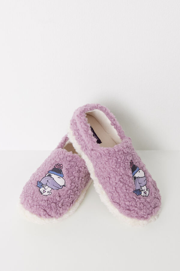 Women'secret Zapatillas casa borreguito Snoopy morado/lila