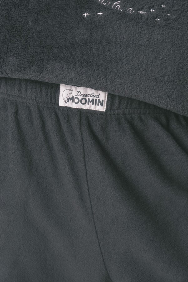 Women'secret Pijama largo polar gris estampado Moomin gris