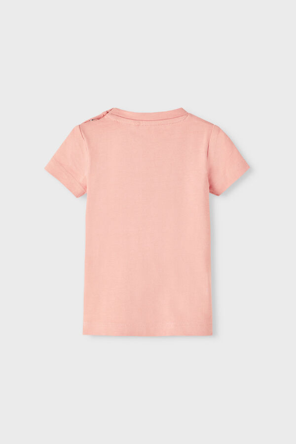 Womensecret T-shirt de bebé menina de manga curta com estampado frontal rosa