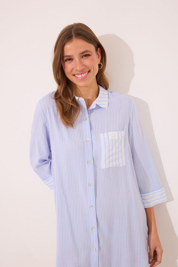 Women'secret Camisola curta de viscose riscas azul