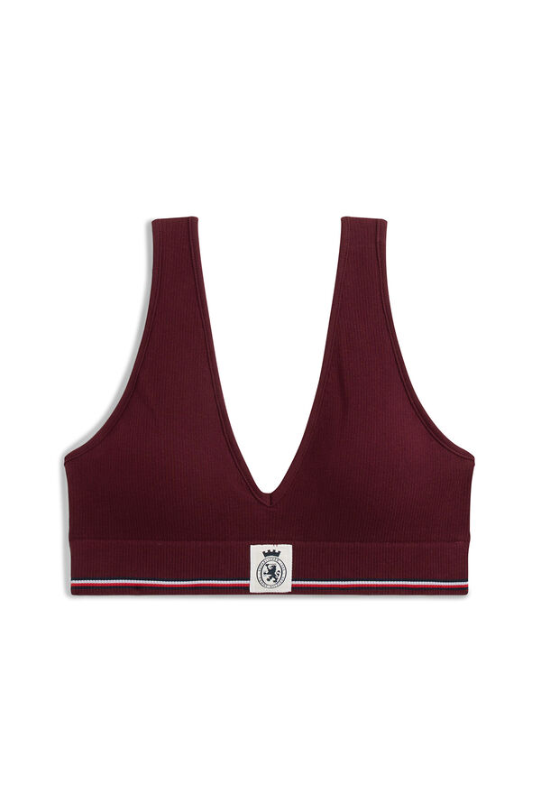 Tommy Jeans Suti&atilde; bralette canelado com el&aacute;stico e logo estampado