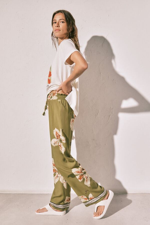 Women'secret Pantal&oacute;n largo estampado flores estampado