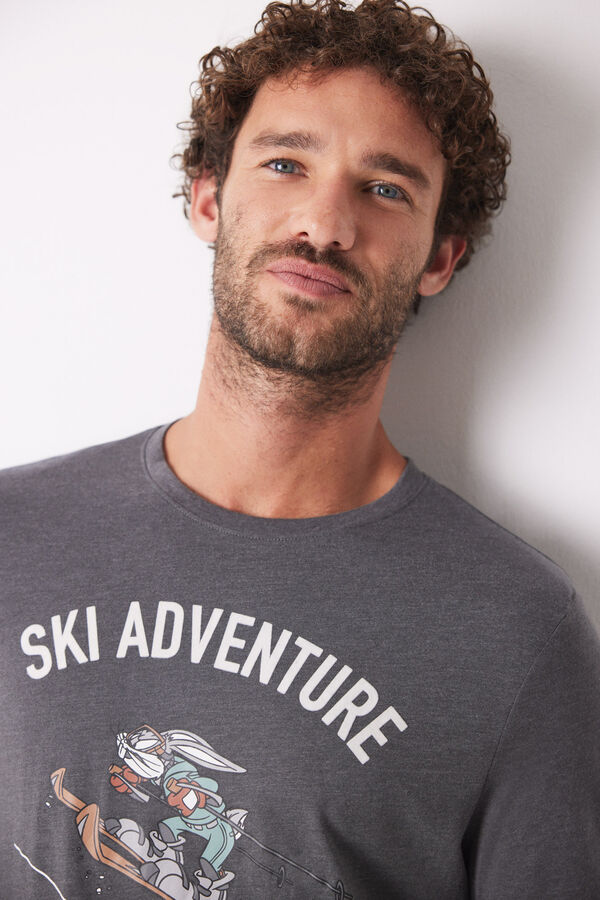 Women'secret Pijama largo hombre 100% algod&oacute;n ski gris