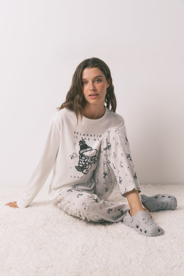 Women'secret Pijama largo 100% algod&oacute;n Snoopy blanco