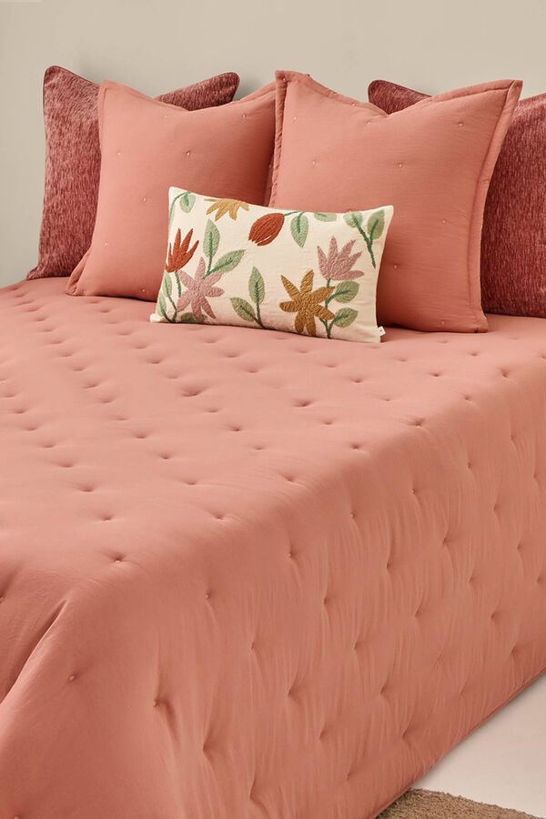 Textura Edred&oacute;n liso reversible puntos rosa