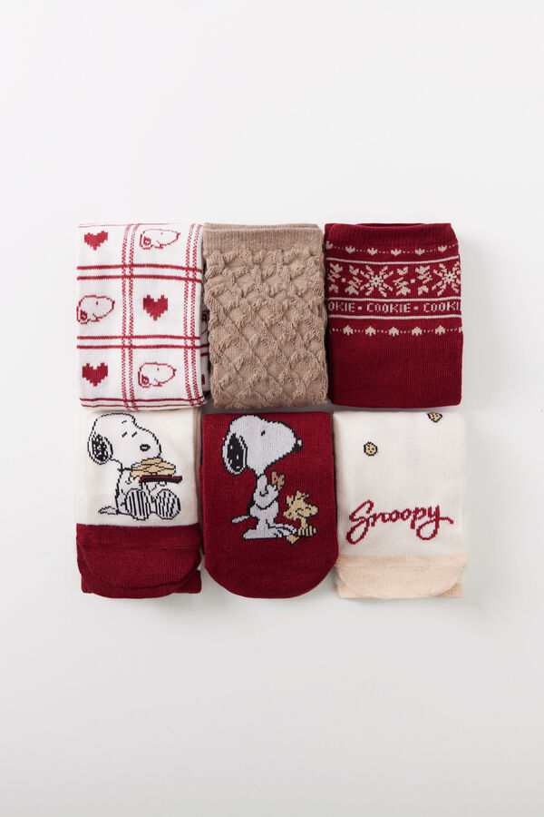 Women'secret Pack 6 calcetines altos Snoopy estampado