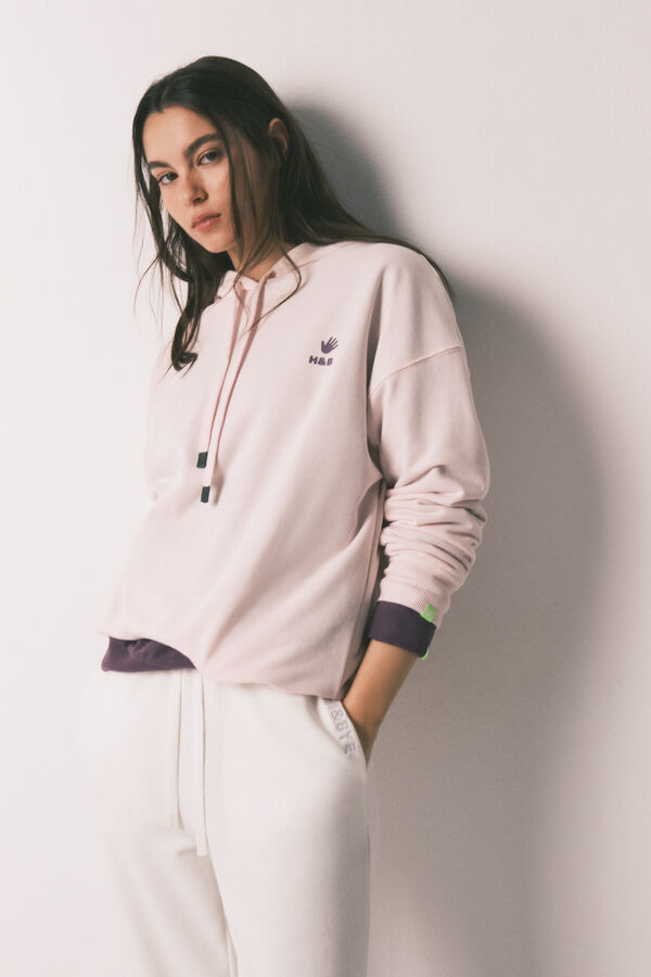HI&BYE Sweatshirt com capuz em algod&atilde;o felpado rosa rosa