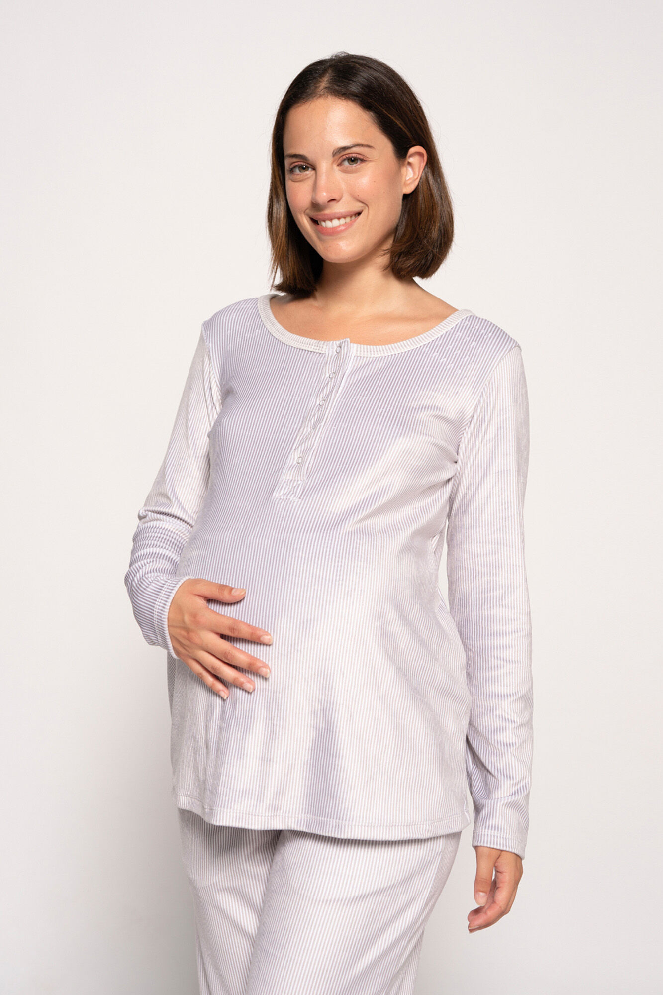 Ohma! Pijama de velour com riscas maternity