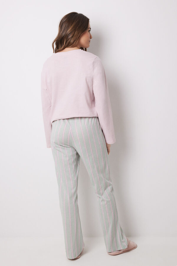 Women'secret Pantal&oacute;n largo 100% algod&oacute;n rayas verde