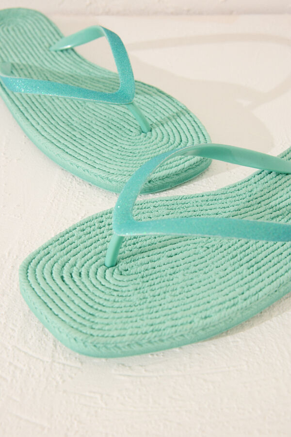 Women'secret Chinelo esparto verde bico quadrado estampado