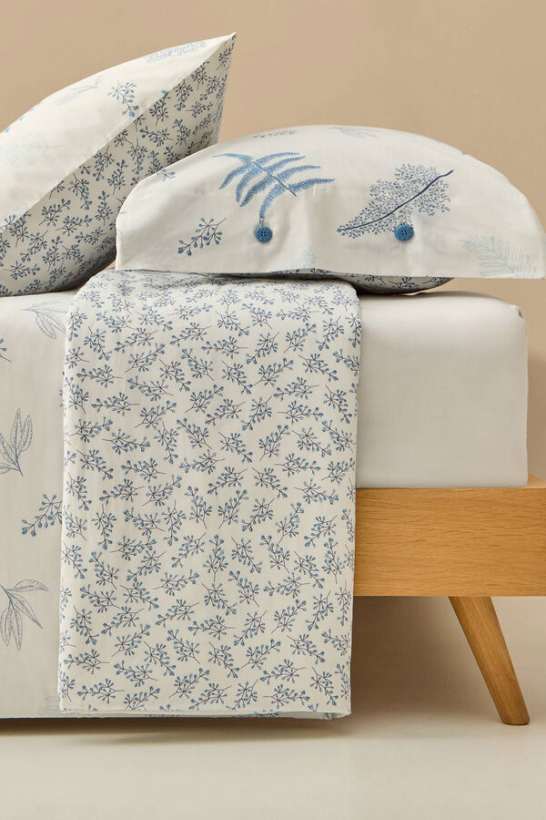 Textura Capa n&oacute;rdica algod&atilde;o folhas azul