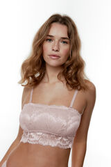 Black Limba Sujetador bandeau de encaje Helena Nude rosa