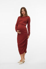 Mamalicious Vestido midi de malha fina para maternity castanho