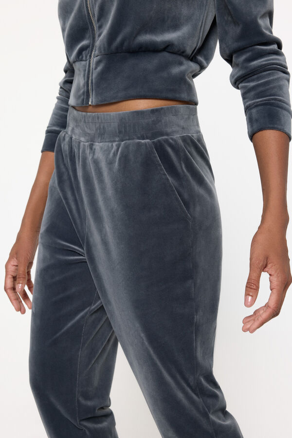 Only Play Pantalones jogger de terciopelo gris