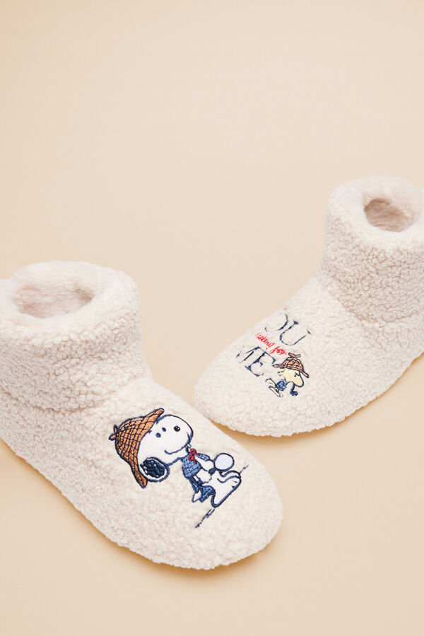 Women'secret Zapatillas casa bota Snoopy Sherlock nude