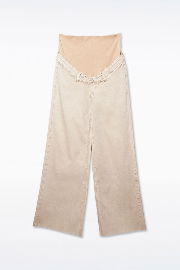 Ohma! culotte jeans pr&eacute;-mam&atilde; castanho