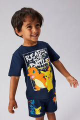 Name it T-shirt manga curta Pokemon para menino azul
