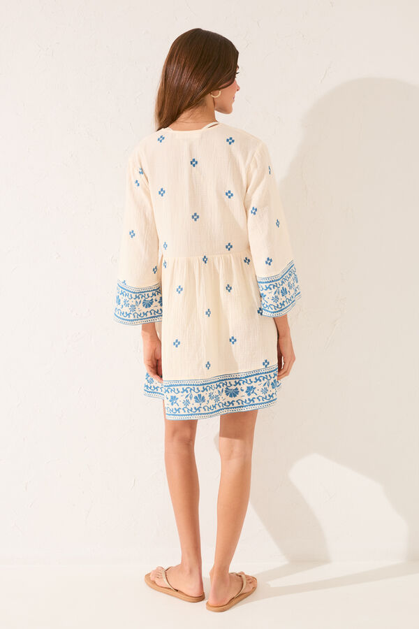 Women'secret T&uacute;nica corta muselina blanca blanco