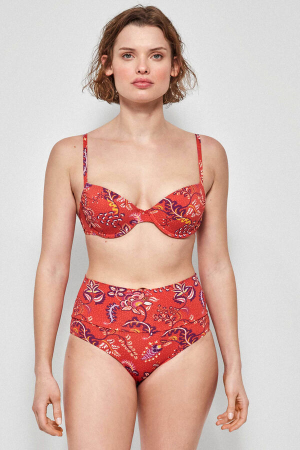 Gisela Top bikini estampado aro y foam blanco