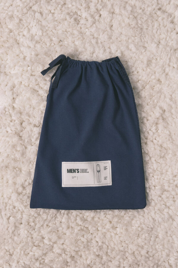 Women'secret Pijama largo hombre 100% algod&oacute;n azul cuadros azul