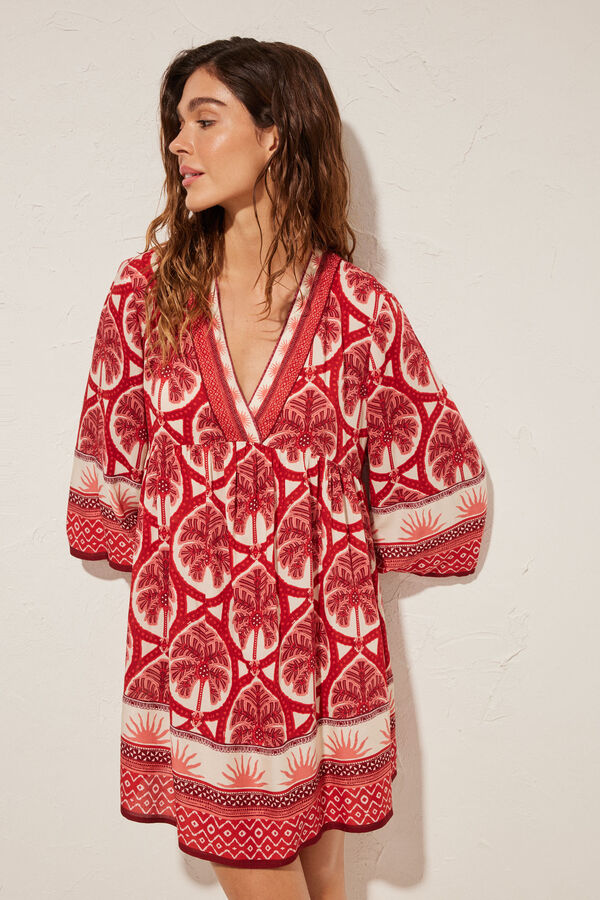 Women'secret T&uacute;nica corta tropical roja estampado