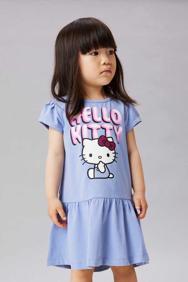 Name it Vestido manga curta Hello Kitty azul