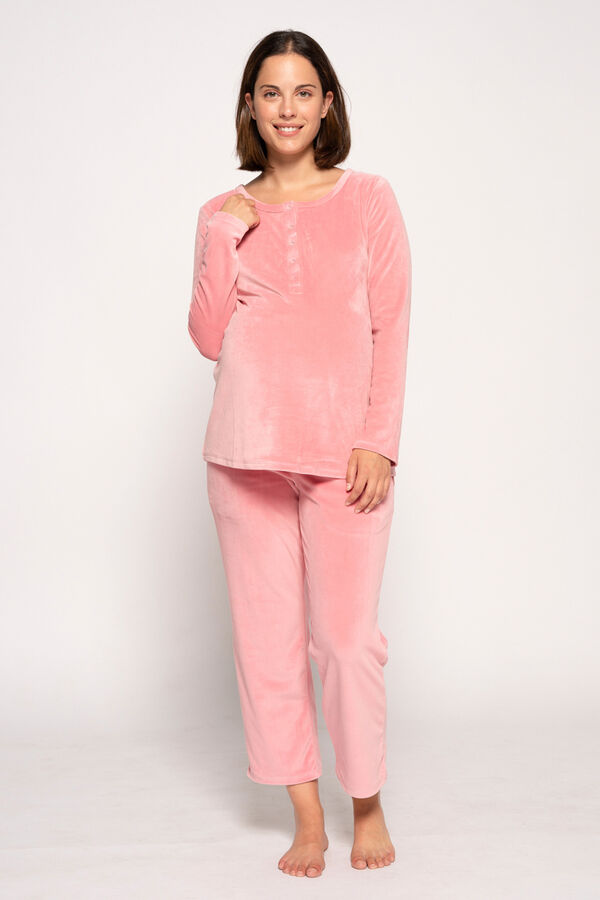 Womensecret Pijama de velour maternity rosa