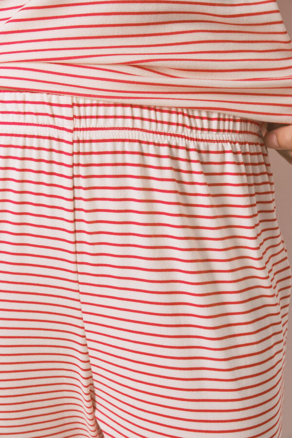 Women'secret Pijama largo punto extra suave rayas Mafalda  rojo