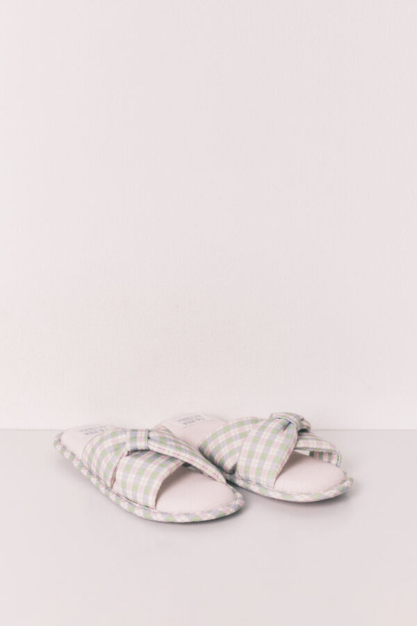 Women'secret Zapatillas casa nudo cuadros estampado