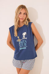 Women'secret Pijama curto geométrico do Snoopy 100% algodão azul