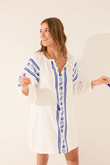 Women'secret Túnica curta de musselina com estampa de concha bege