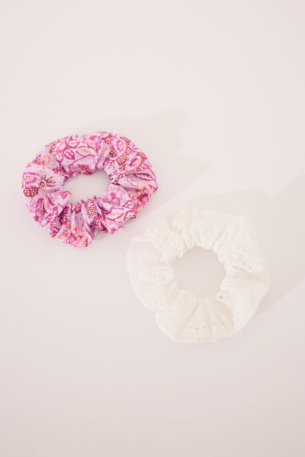 Women'secret Pacote com 2 el&aacute;sticos de cabelo brancos e multicoloridos estampado