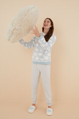 Women'secret Pijama capucha pelo esponjoso y polar nubes azul azul