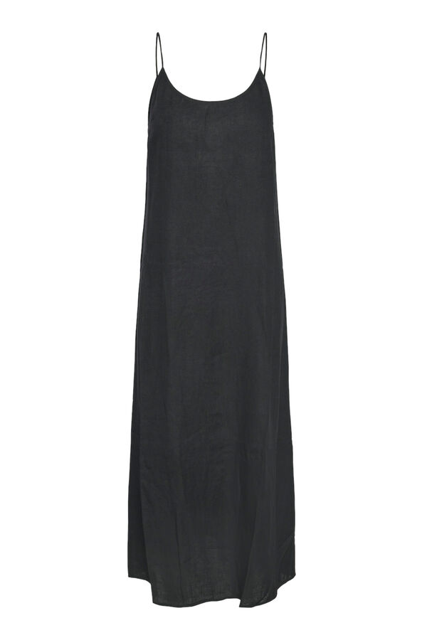 Pieces Vestido de lino largo negro