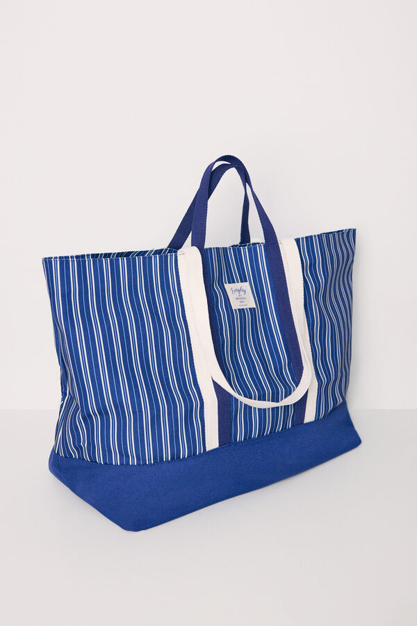 Women'secret Bolsa grande de lona azul marinho azul