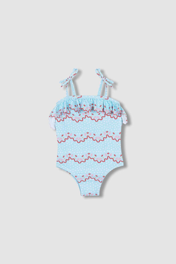 Gocco Fato de banho com estampado de ondas azul-claro azul