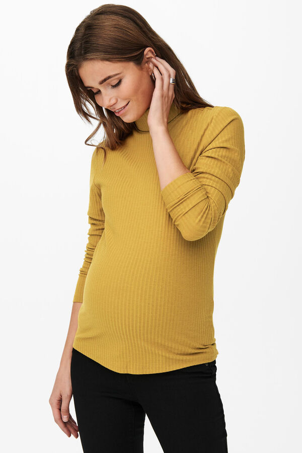 Only Maternity Jersey cuello alto maternity marr&oacute;n