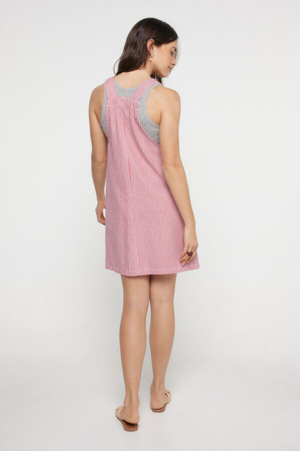 Pieces Vestido denim estampado a rayas rojo