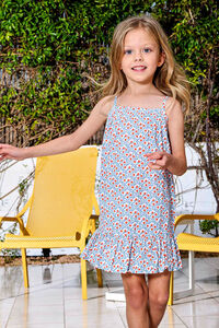 Gocco Vestido estampado de tirantes con borda blanco