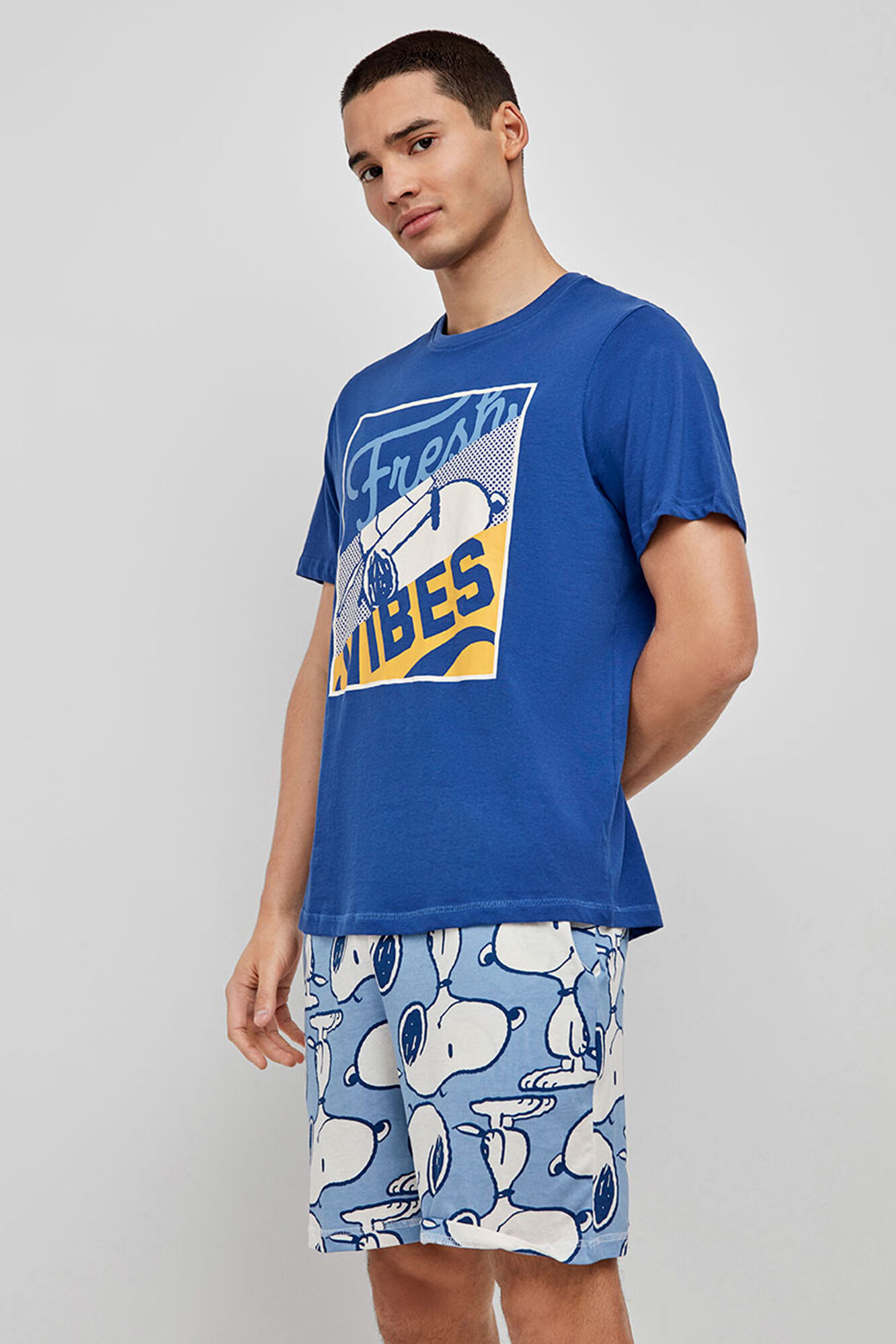 Gisela Pijama masculino Snoopy azul marinho