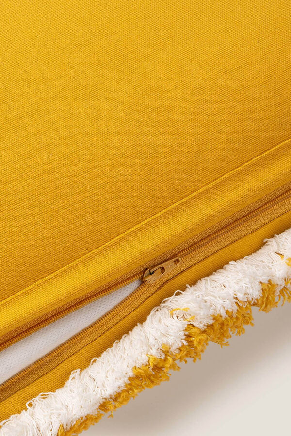 Textura Funda coj&iacute;n flecos algod&oacute;n 45x45cm. amarillo